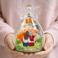 Mother & Daughter Forever Linked Together - Personalized Flower In Glass Angel Figurines