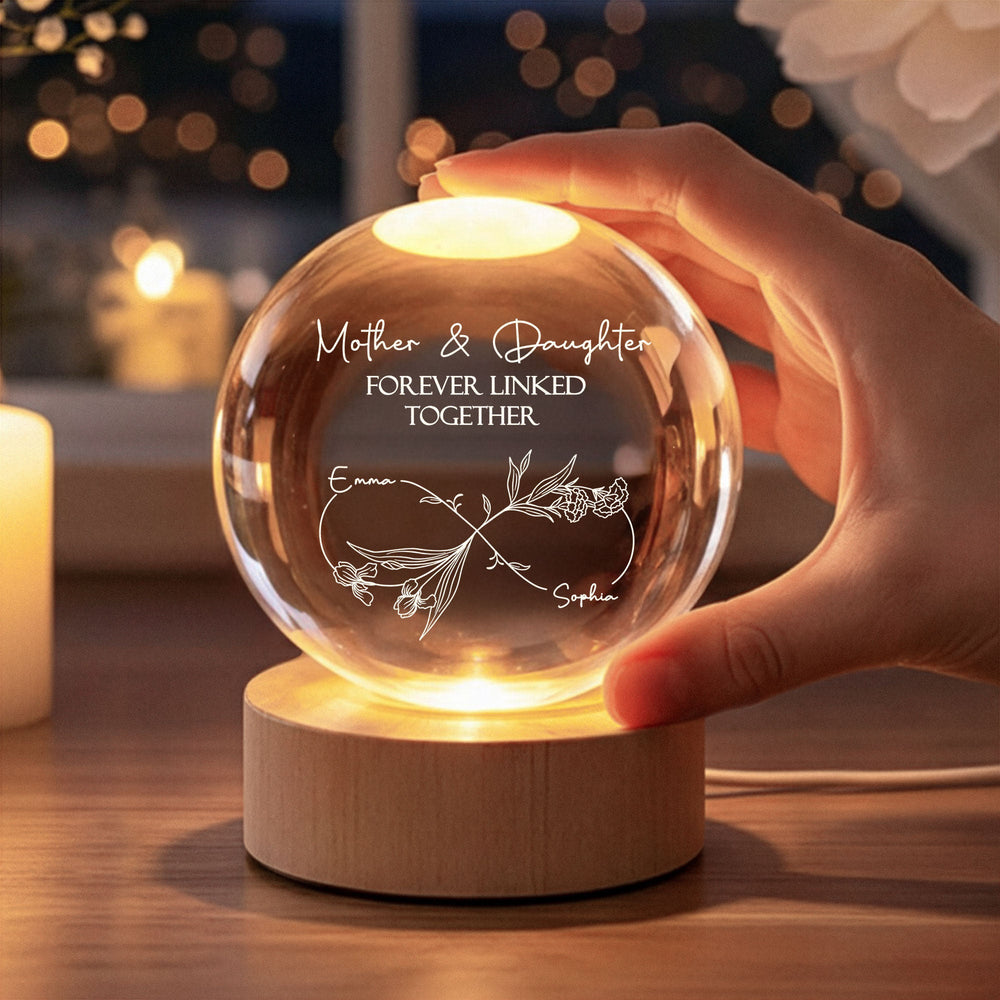 Mother & Daughter Forever Linked Together - Personalized Night Light