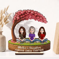 Mother & Daughters Forever Linked Together Mother's Day Gift For Mom - Personalized Wooden Plaque
