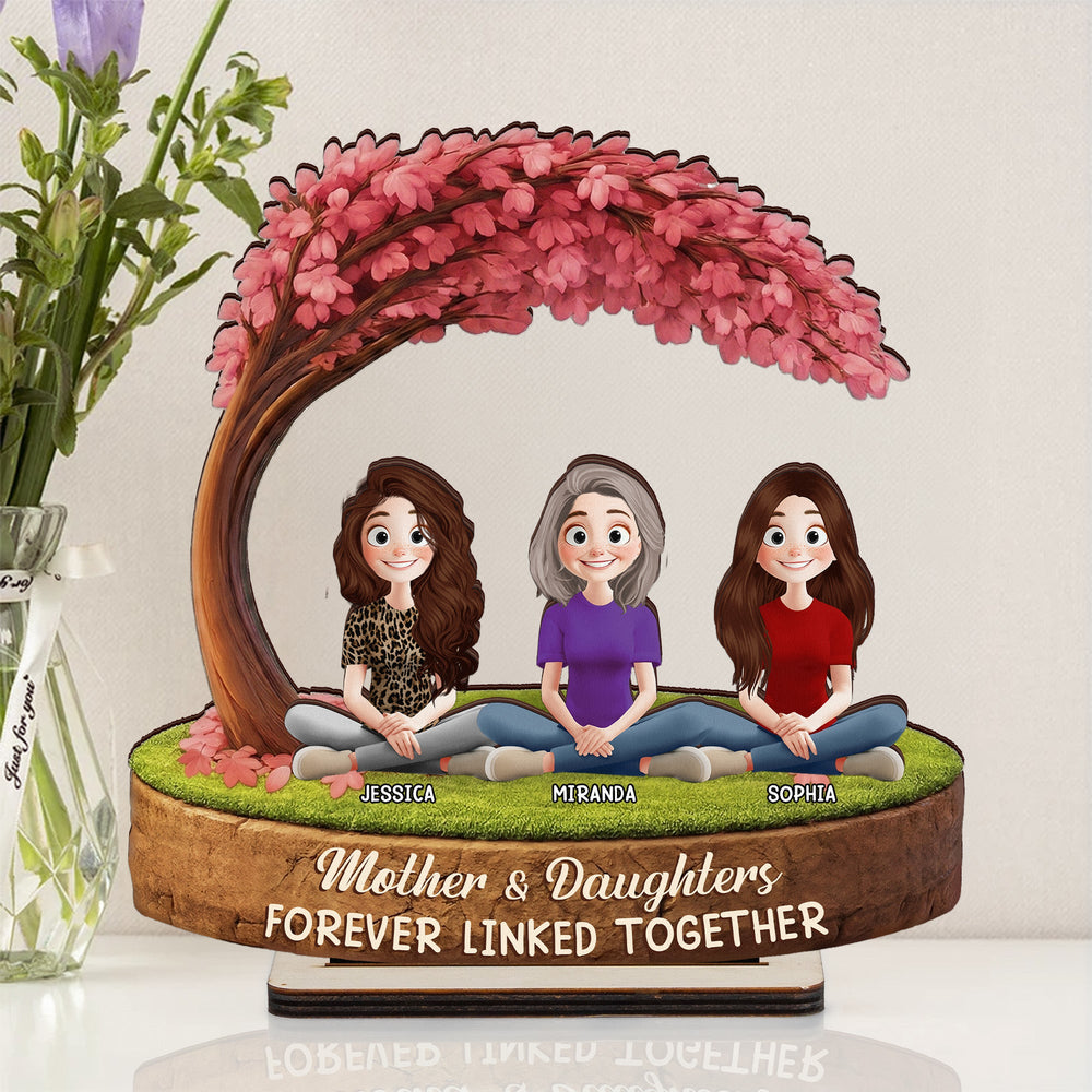 Mother & Daughters Forever Linked Together Mother's Day Gift For Mom - Personalized Wooden Plaque