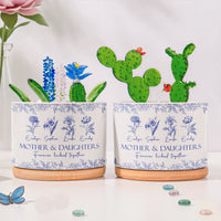 Mother & Daughters Forever Linked Together - Personalized Plant Pot With Glass Succulents