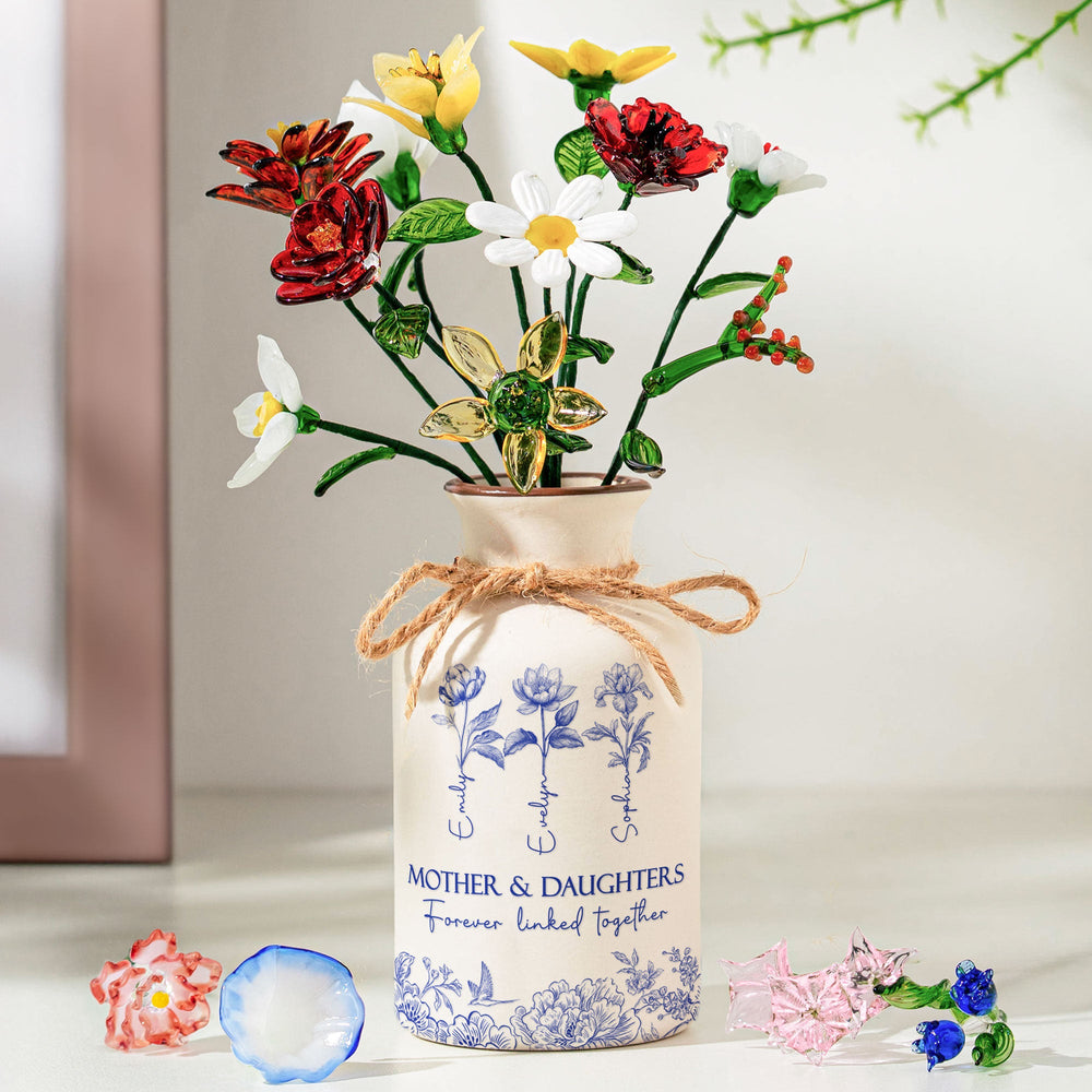 Mother & Daughters Forever Linked Together - Personalized Vase