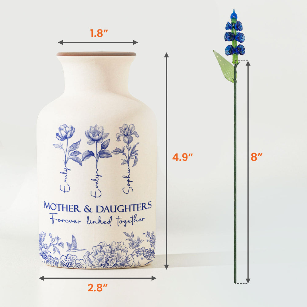 Mother & Daughters Forever Linked Together - Personalized Vase