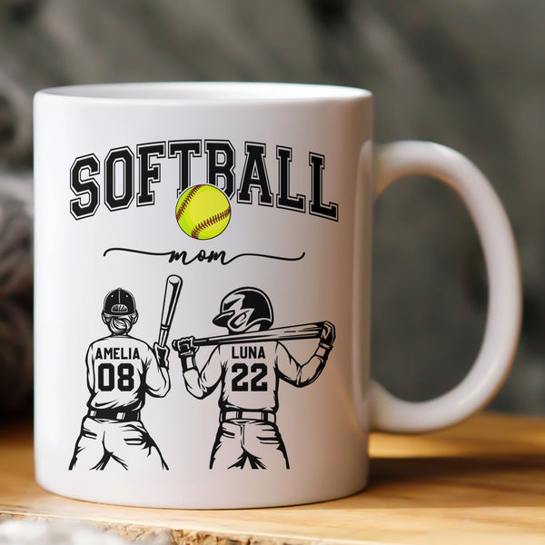 Mother's Day Gifts, Custom Softball Mom, Grandma - Personalized Mug