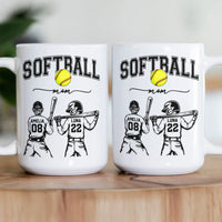Mother's Day Gifts, Custom Softball Mom, Grandma - Personalized Mug