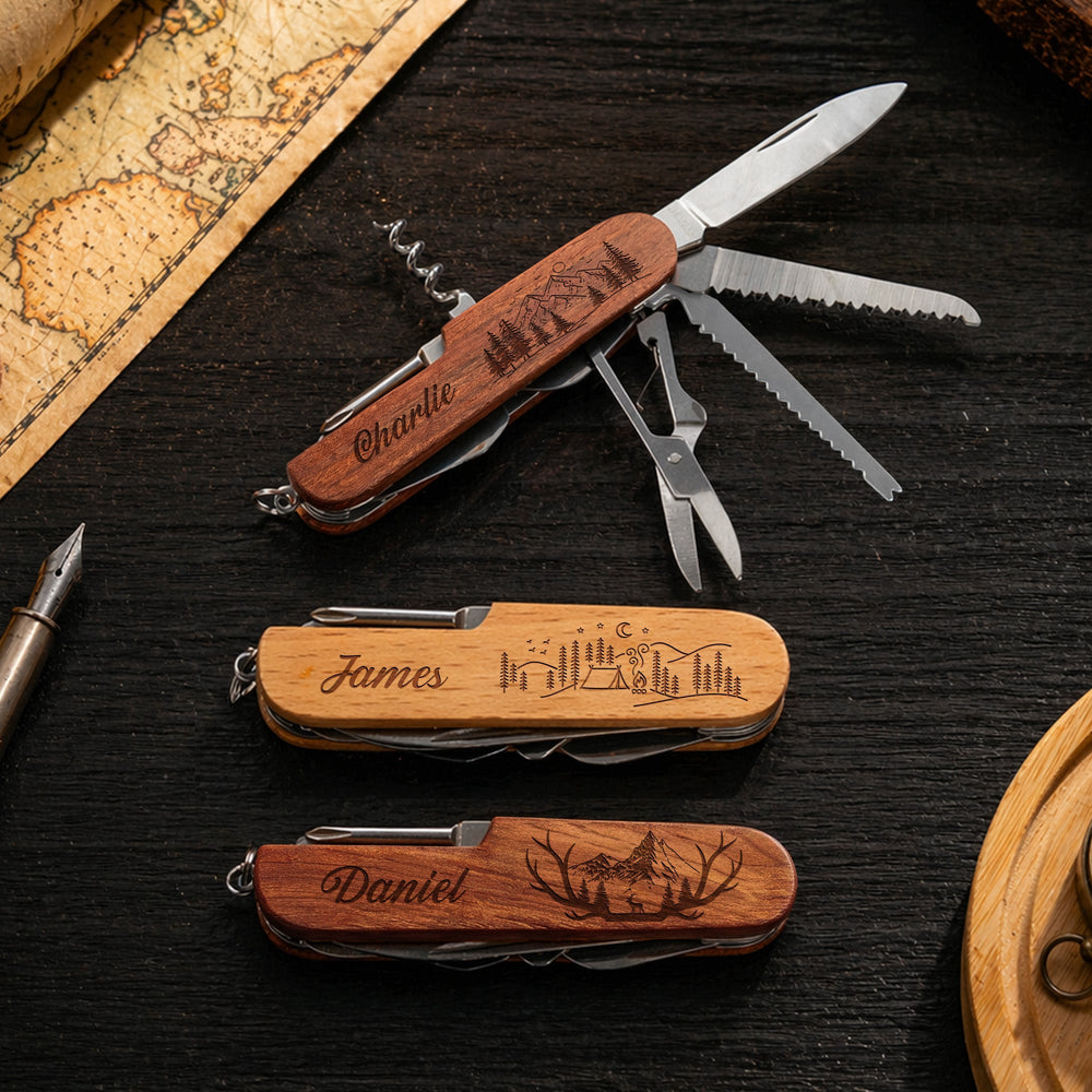 Mountain, Nature, Camping, Outdoor, Custom Name - Personalized Multi Tool Knife