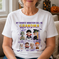 Personalized My Favorite Monsters Call Me Grandma Shirt – Custom Halloween Grandkids Gift
