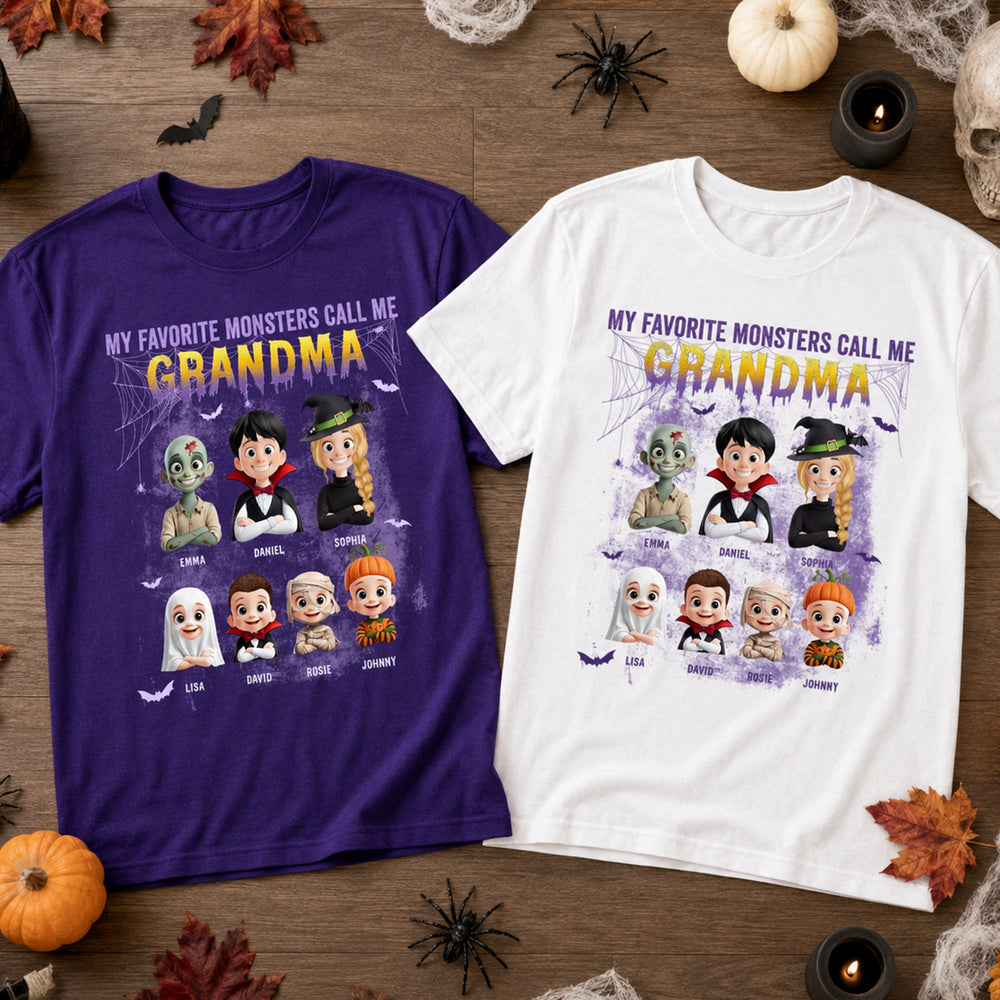 Personalized My Favorite Monsters Call Me Grandma Shirt – Custom Halloween Grandkids Gift