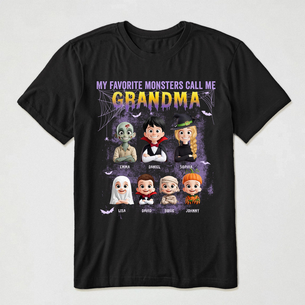 Personalized My Favorite Monsters Call Me Grandma Shirt – Custom Halloween Grandkids Gift