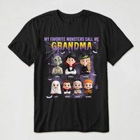 Personalized My Favorite Monsters Call Me Grandma Shirt – Custom Halloween Grandkids Gift