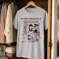 Personalized My Favorite Monsters Call Me Grandma Shirt – Custom Halloween Grandkids Gift