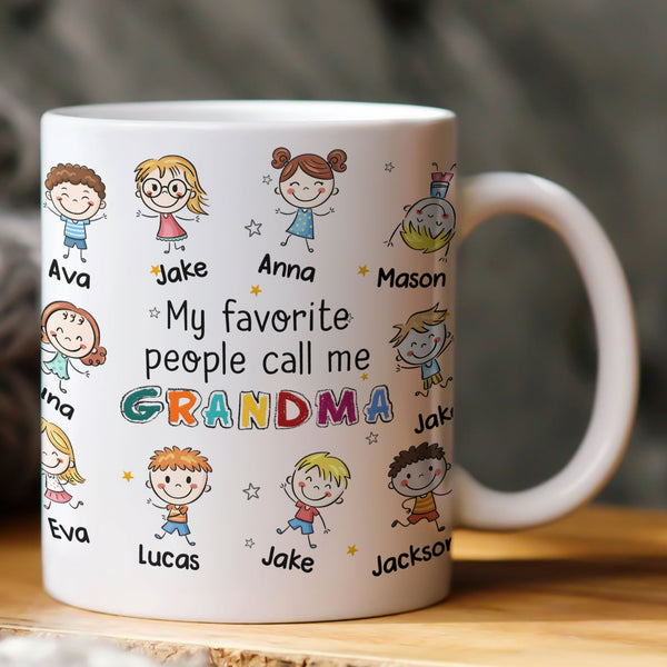 My Favorite People Call Me Grandma Doodle Colorful - Personalized Mug