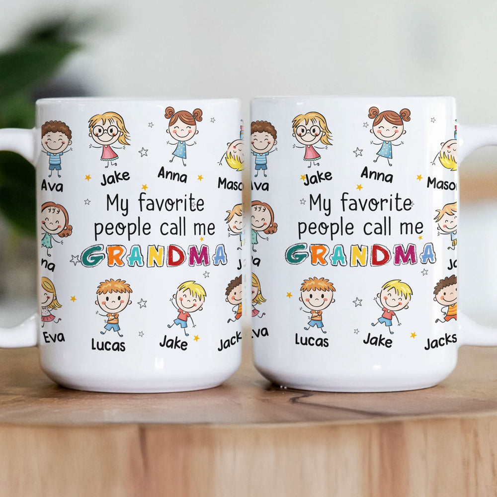 My Favorite People Call Me Grandma Doodle Colorful - Personalized Mug