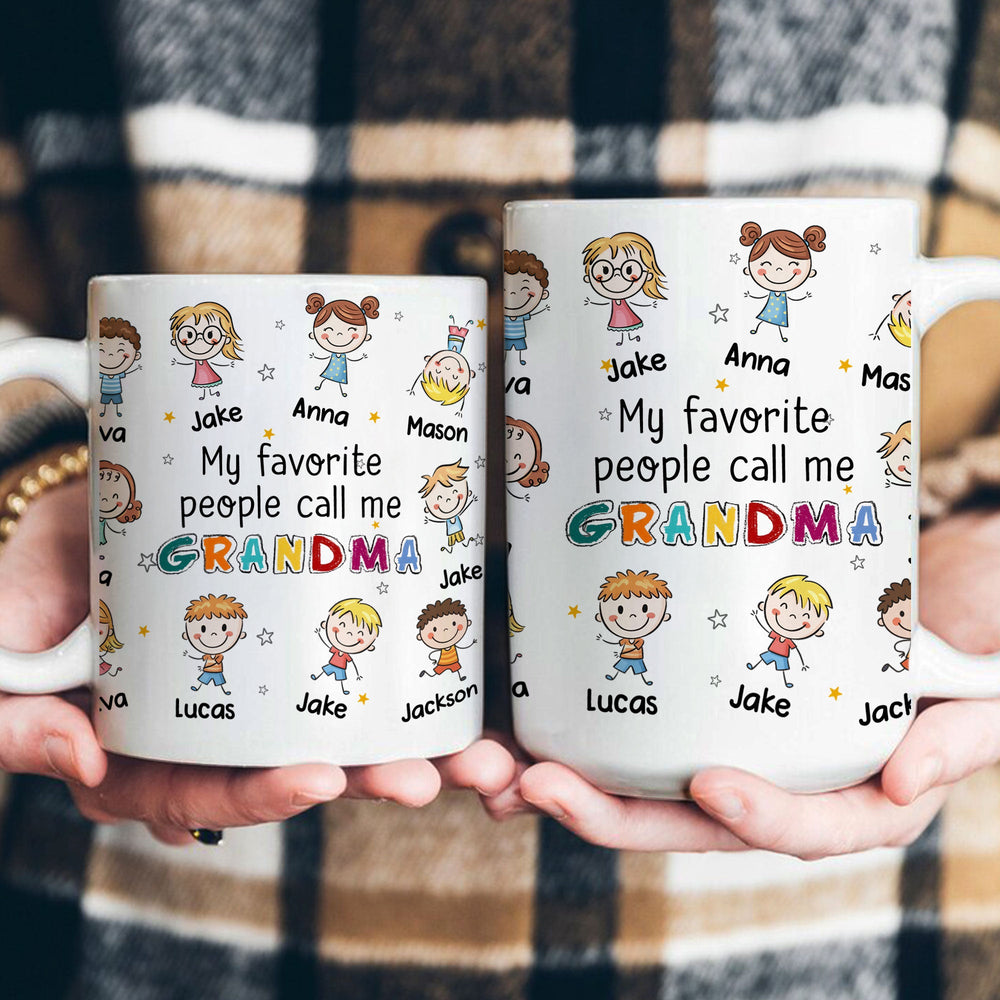 My Favorite People Call Me Grandma Doodle Colorful - Personalized Mug