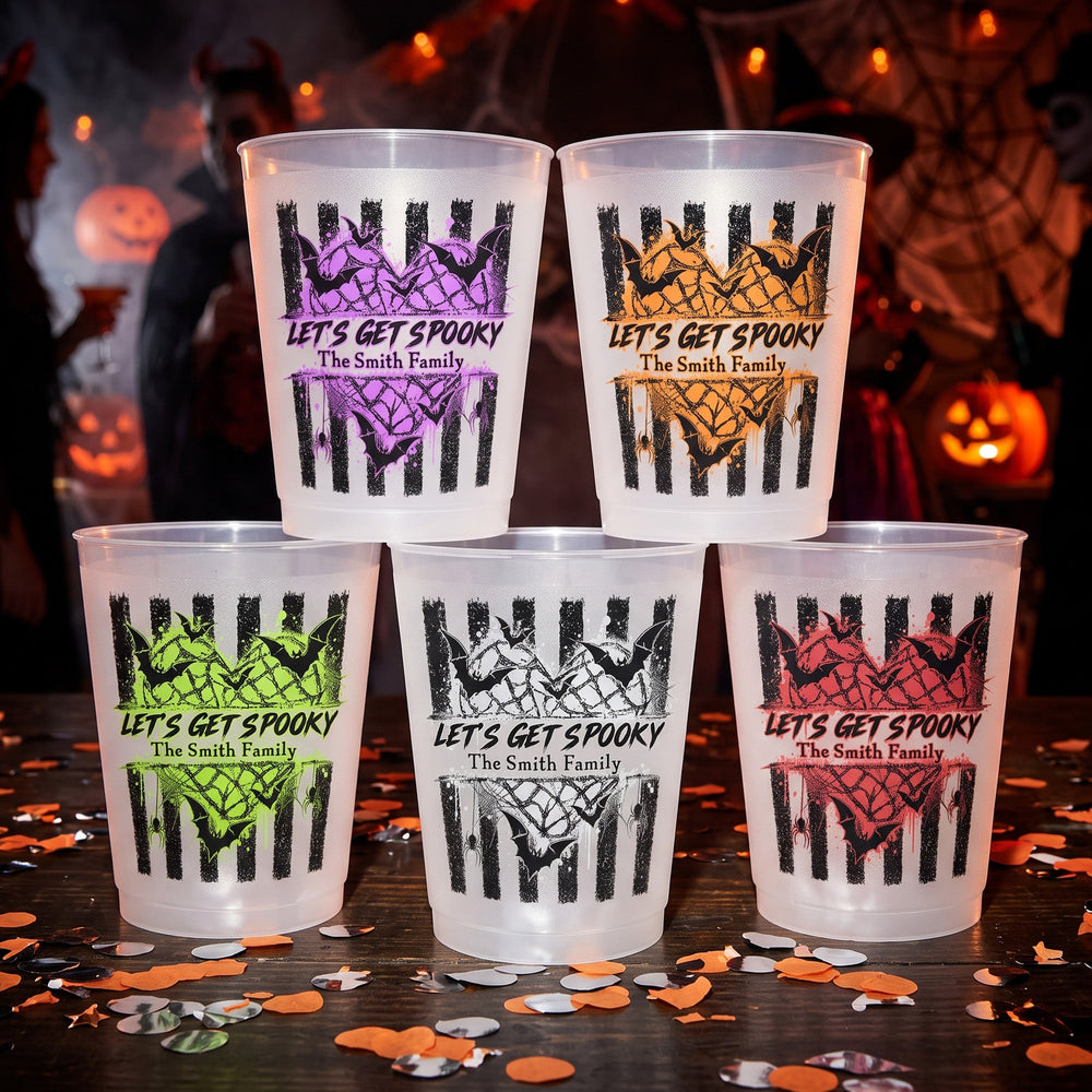 Personalized Let's Get Spooky Frosted Cups – Custom Halloween Party Favors & Plastic Drinkware Decor