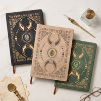 Personalized Witchy Spell Book Leather Journal, Custom Name Book of Shadows Notebook