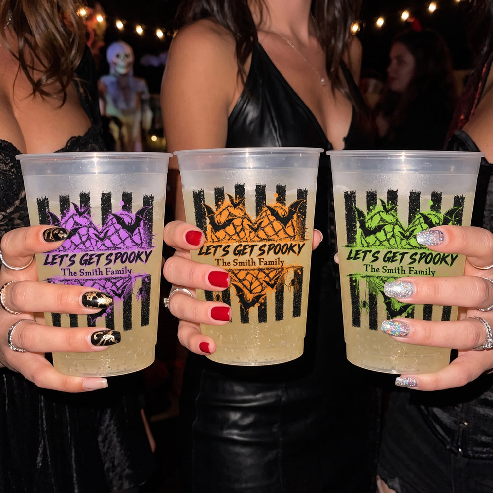 Personalized Let's Get Spooky Frosted Cups – Custom Halloween Party Favors & Plastic Drinkware Decor