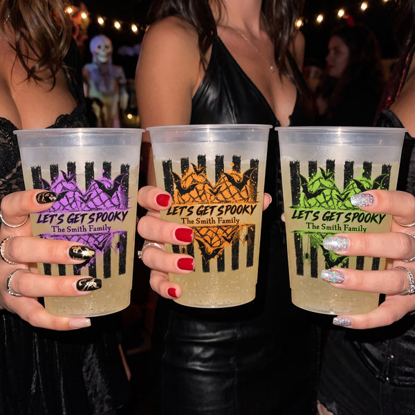 Personalized Let's Get Spooky Frosted Cups – Custom Halloween Party Favors & Plastic Drinkware Decor