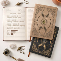 Personalized Witchy Spell Book Leather Journal, Custom Name Book of Shadows Notebook