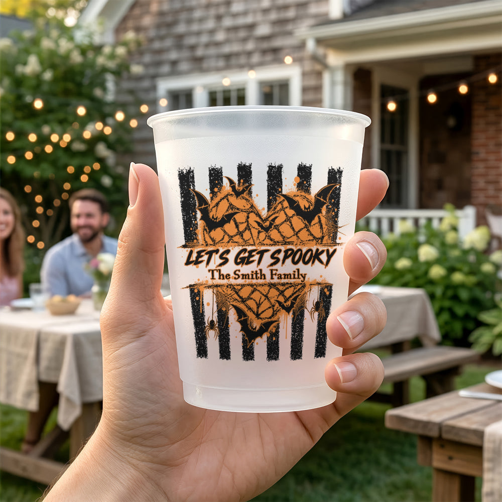 Personalized Let's Get Spooky Frosted Cups – Custom Halloween Party Favors & Plastic Drinkware Decor