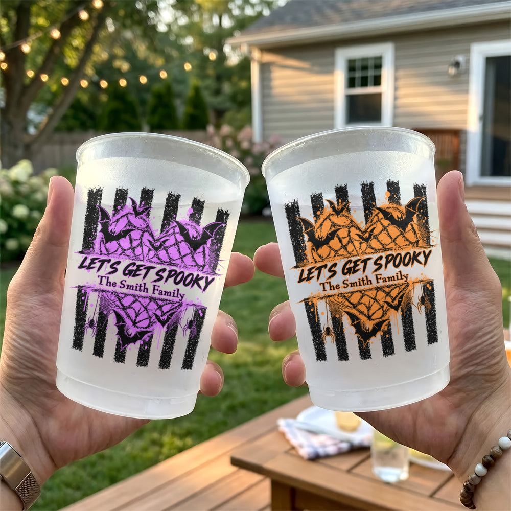 Personalized Let's Get Spooky Frosted Cups – Custom Halloween Party Favors & Plastic Drinkware Decor