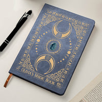 Personalized Witchy Spell Book Leather Journal, Custom Name Book of Shadows Notebook