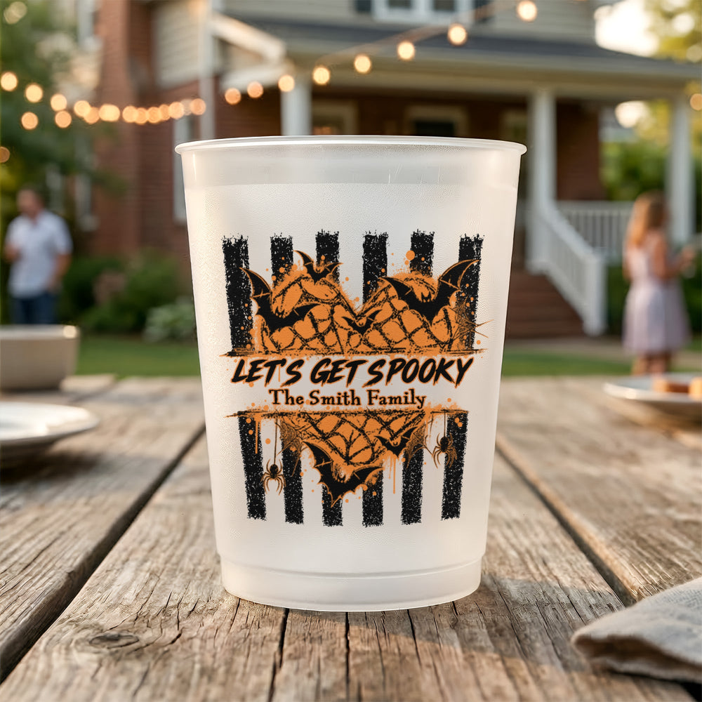 Personalized Let's Get Spooky Frosted Cups – Custom Halloween Party Favors & Plastic Drinkware Decor