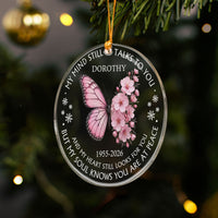 Personalized Memorial Ornament - My Mind Still Talks To You Birth Flower Butterfly Acrylic Keepsake
