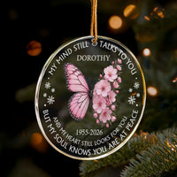Personalized Memorial Ornament - My Mind Still Talks To You Birth Flower Butterfly Acrylic Keepsake