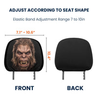Personalized Cryptid Car Headrest Covers, Custom Spooky Monster Halloween Car Accessories