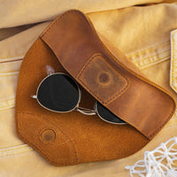 Name In Runes Viking - Personalized Leather Glasses Case