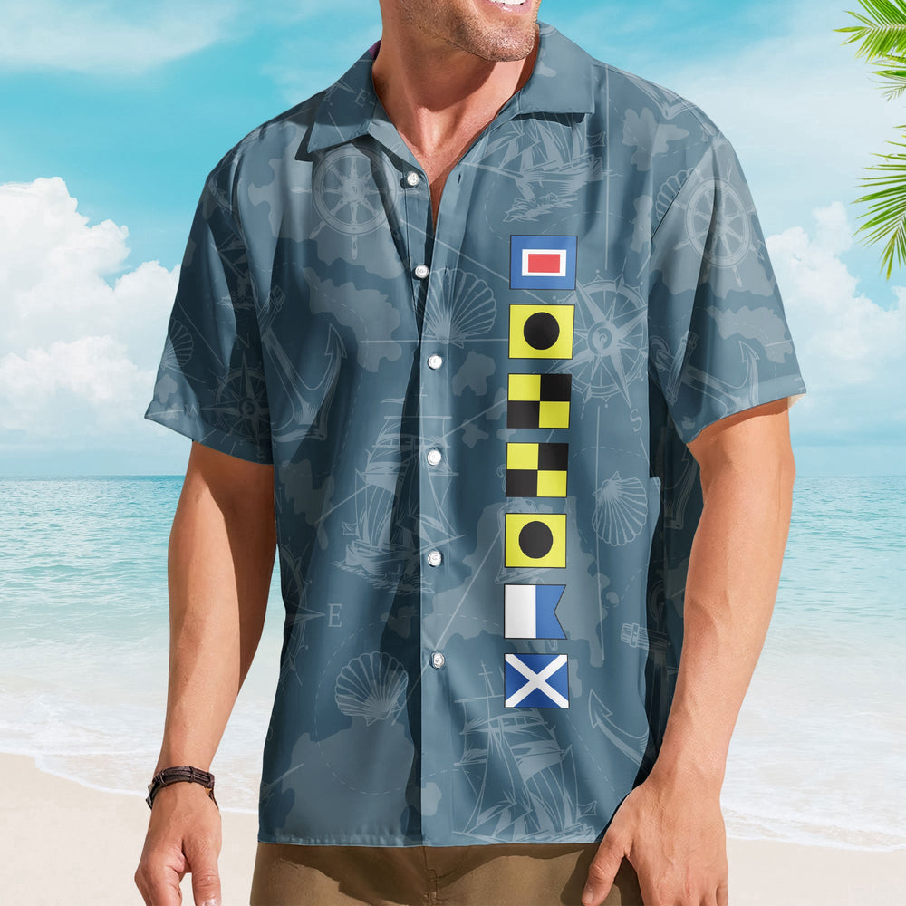 Name In Nautical Flag - Personalized Hawaiian Shirt