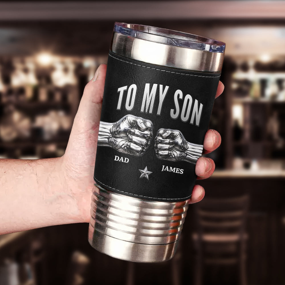 Never Forget How Much I Love You Fist Bump Gift For Son - Personalized 20oz Tumbler | Meaningful Gift For Son