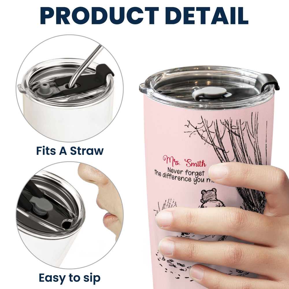 Never Forget The Difference You Make - Thank You Gift - Personalized Tumbler