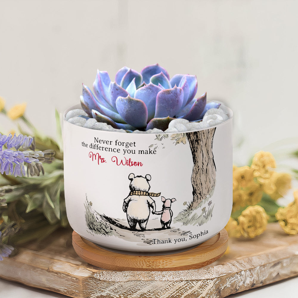 Never Forget The Difference You Make Thank You Teacher - Personalized Plant Pot