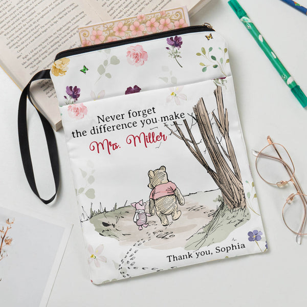 Never Forget The Difference You Make Thanks Teacher Gift - Personalized Book Sleeve
