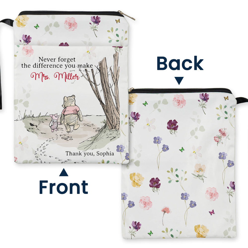 Never Forget The Difference You Make Thanks Teacher Gift - Personalized Book Sleeve