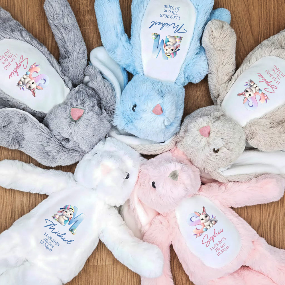 New Baby Baby Shower Gift - Personalized Bunny Plush