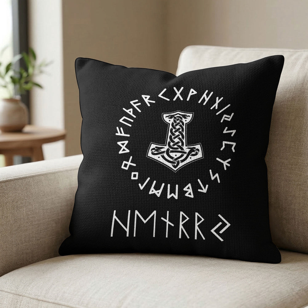Norse Mythology, Name In Viking Runes - Personalized Pillow Cover