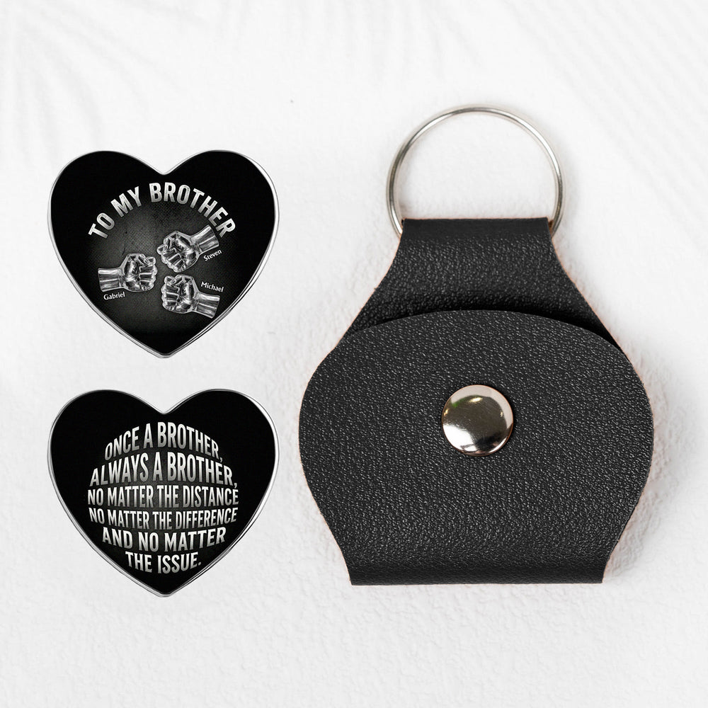 Once A Brother, Always A Brother, No Matter The Distance - Personalized Leather Pocket Hug