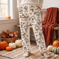 One Thankful Grandma Fall Vibe Doodle Personalized Lounge Pants – Custom Kids Names Fall Pajama Pants Gift
