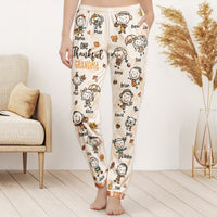 One Thankful Grandma Fall Vibe Doodle Personalized Lounge Pants – Custom Kids Names Fall Pajama Pants Gift
