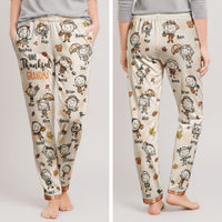 One Thankful Grandma Fall Vibe Doodle Personalized Lounge Pants – Custom Kids Names Fall Pajama Pants Gift
