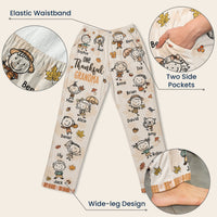 One Thankful Grandma Fall Vibe Doodle Personalized Lounge Pants – Custom Kids Names Fall Pajama Pants Gift