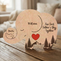 Our 1st Father's Day Together - Elephant Dad & Baby - Forest Style - Personalized Puzzle