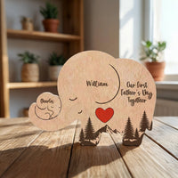 Our 1st Father's Day Together - Elephant Dad & Baby - Forest Style - Personalized Puzzle