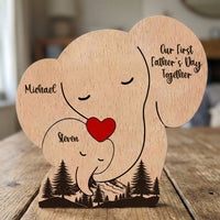 Our 1st Father's Day Together - Elephant Dad & Baby - Forest Style - Personalized Puzzle