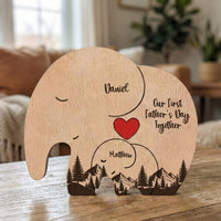 Our 1st Father's Day Together - Elephant Dad & Baby - Forest Style - Personalized Puzzle