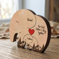 Our 1st Father's Day Together - Elephant Dad & Baby - Forest Style - Personalized Puzzle