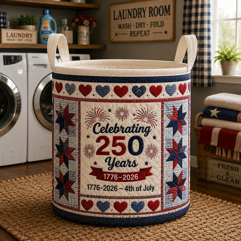 American Flag Style Quilted Laundry Basket TP02